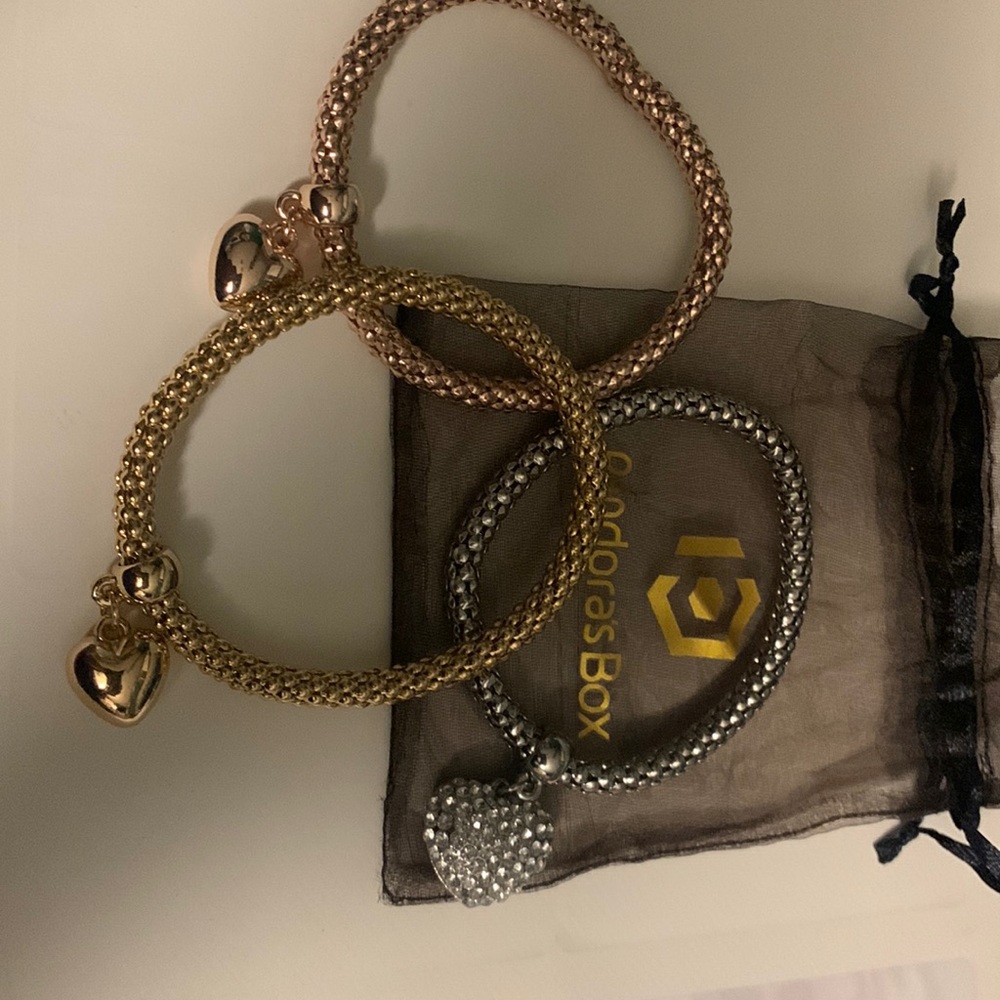 3 Bracelet set- Pandora’s box: heart bracelets
